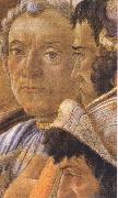 White-haired man in group at right Botticelli